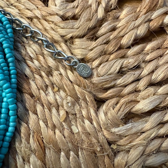 Turquoise Beaded Silver Cross Necklace - Picture 3 of 11